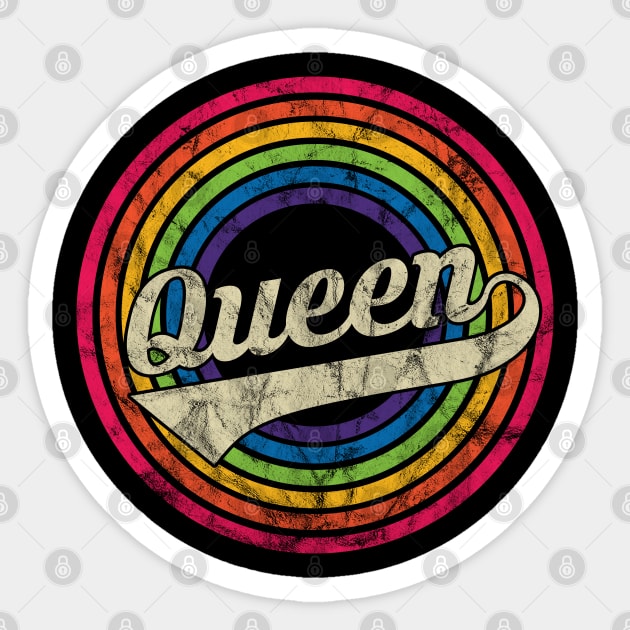 Queen - Retro Rainbow Faded-Style Sticker by MaydenArt